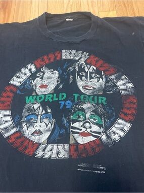 Vintage Kiss Shirt 1979 World Tour Size Small Medium Killer Fade Distressing